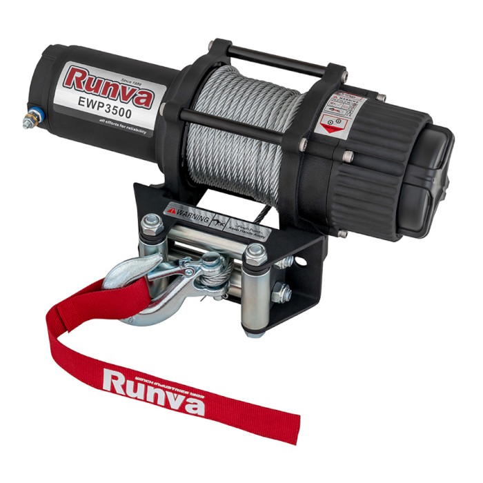 Электрическая лебедка для квадроцикла Runva EWP3500A (1588 кг) со стальным тросом, 3500 lbs / 1588 кг, 12В