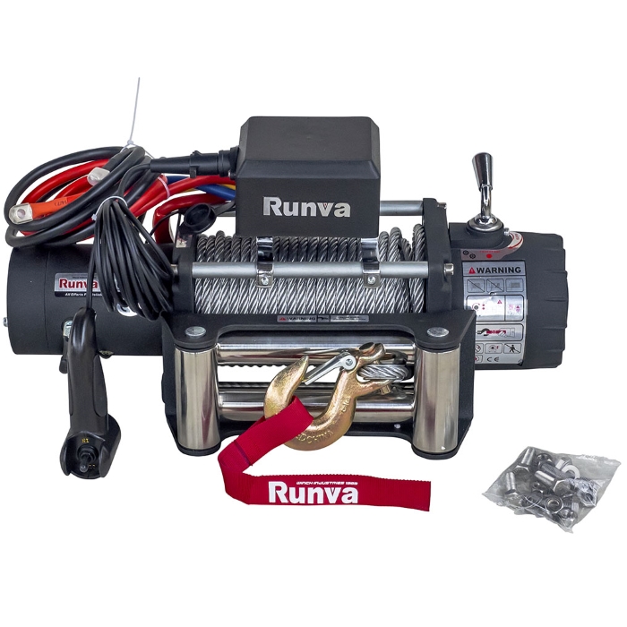 Автомобильная электрическая лебедка Runva EWX10000S со стальным тросом 10000 lbs / 4536 кг 12В