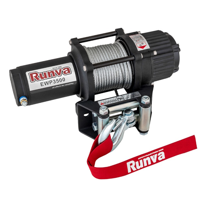 Электрическая лебедка для квадроцикла Runva EWP3500A (1588 кг) со стальным тросом, 3500 lbs / 1588 кг, 12В
