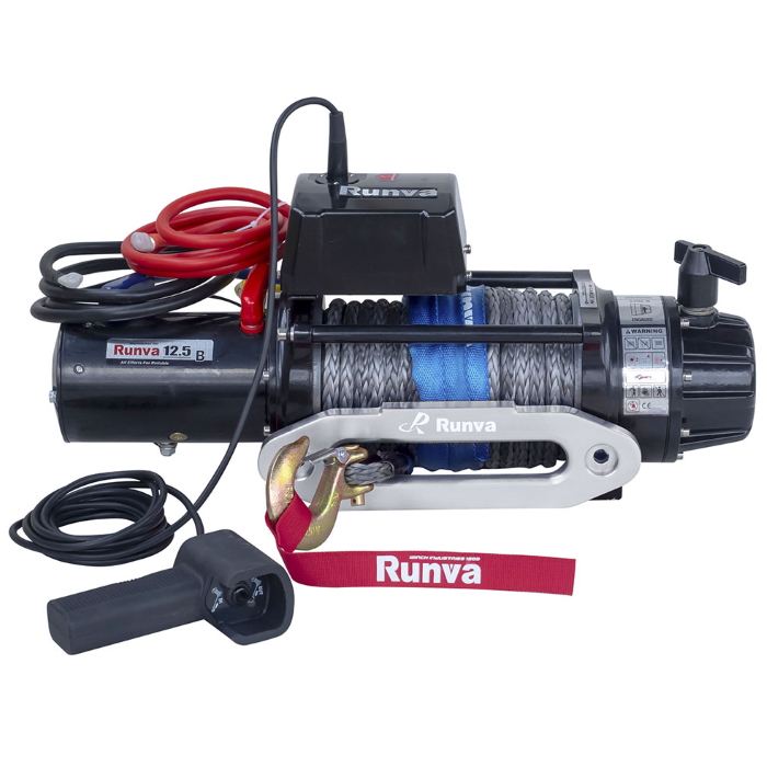 Электрическая влагозащищенная лебедка Runva EWB12500SSR24V с синтетическим тросом 12500 lbs / 5670 кг 24В