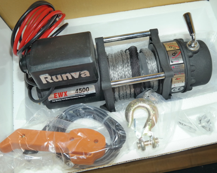 Электрическая лебедка для квадроцикла Runva EWX4500USR с синтетическим тросом, 4500 lbs / 2041 кг, 12В