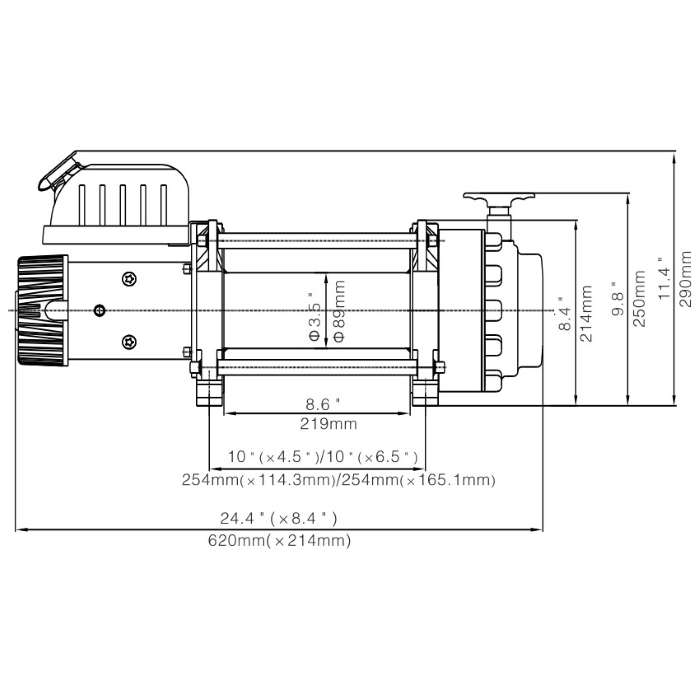 Индустриальная (эвакуаторная) электрическая лебедка Runva EWN17500U со стальным тросом 17500 lbs / 7960 кг 24В