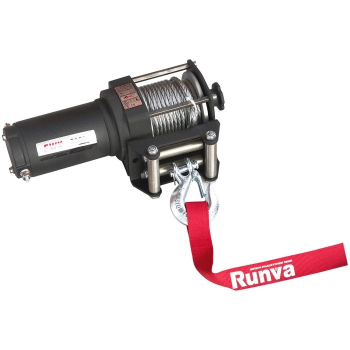 Электрическая лебедка для квадроцикла Runva EWX3000A со стальным тросом, 3000 lbs / 1361 кг, 12В