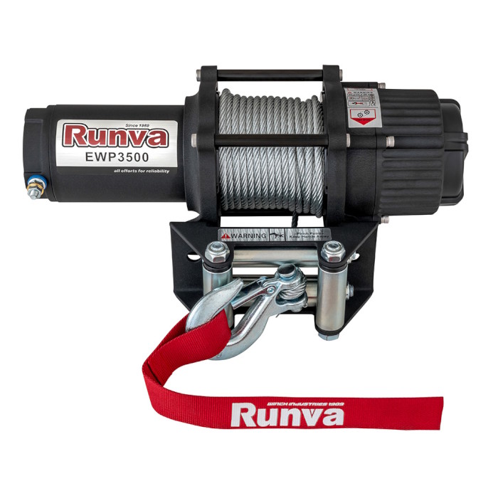 Электрическая лебедка для квадроцикла Runva EWP3500A (1588 кг) со стальным тросом, 3500 lbs / 1588 кг, 12В